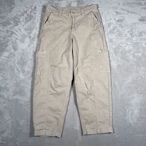 American Eagle Women's Pants Barrel Leg Side Pockets Neutral Casual 4 Beige